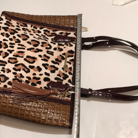 NWT BRAHMIN MEDIUM ASHER TAN CAPELLA GENUINE LEATHER LEOPARD BAG PURSE SATCHEL - Picture 15 of 16